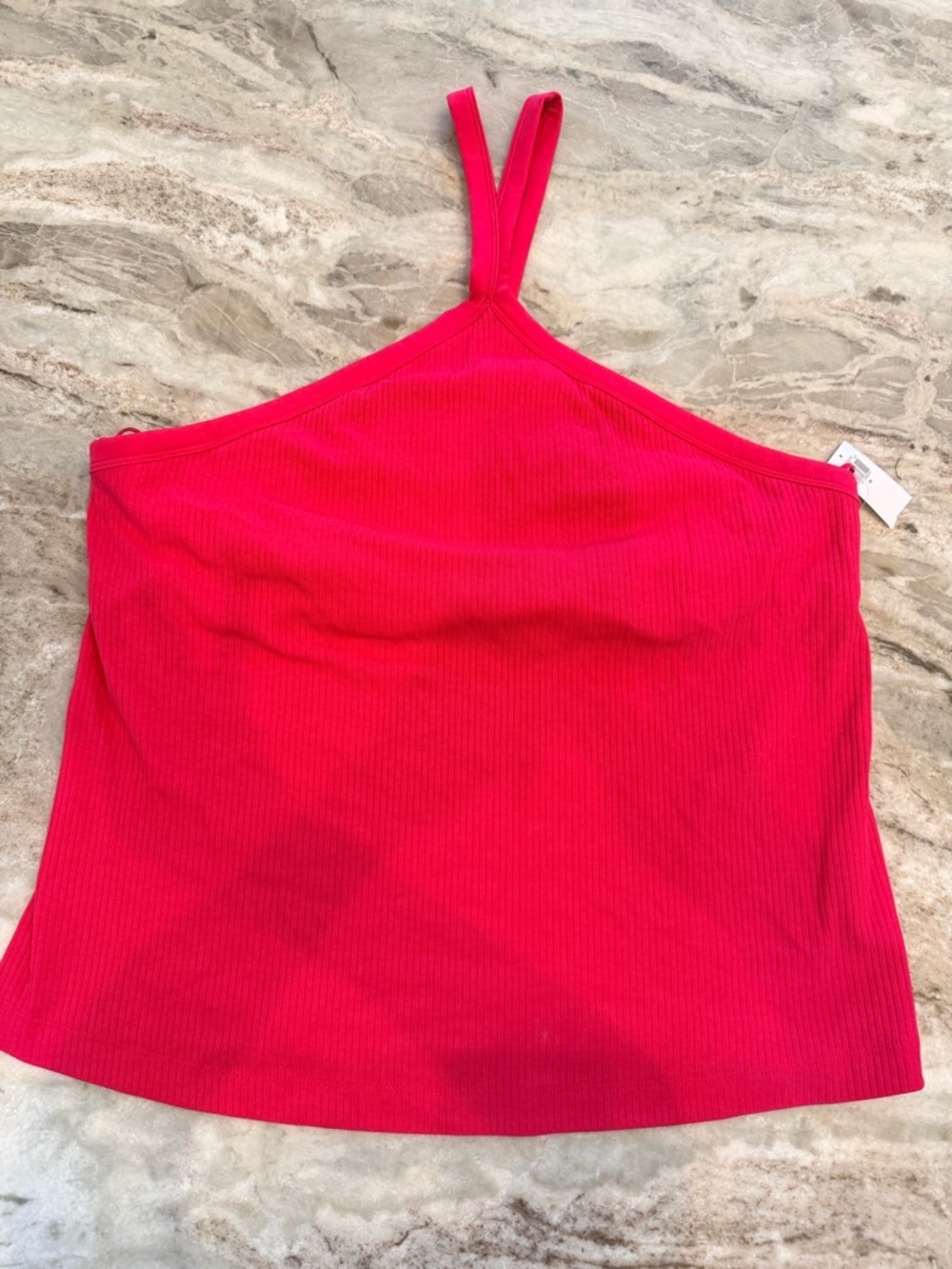 Old Navy 3X One Shoulder Tank Pink Ribbed Stretch Top Plus Size NWT